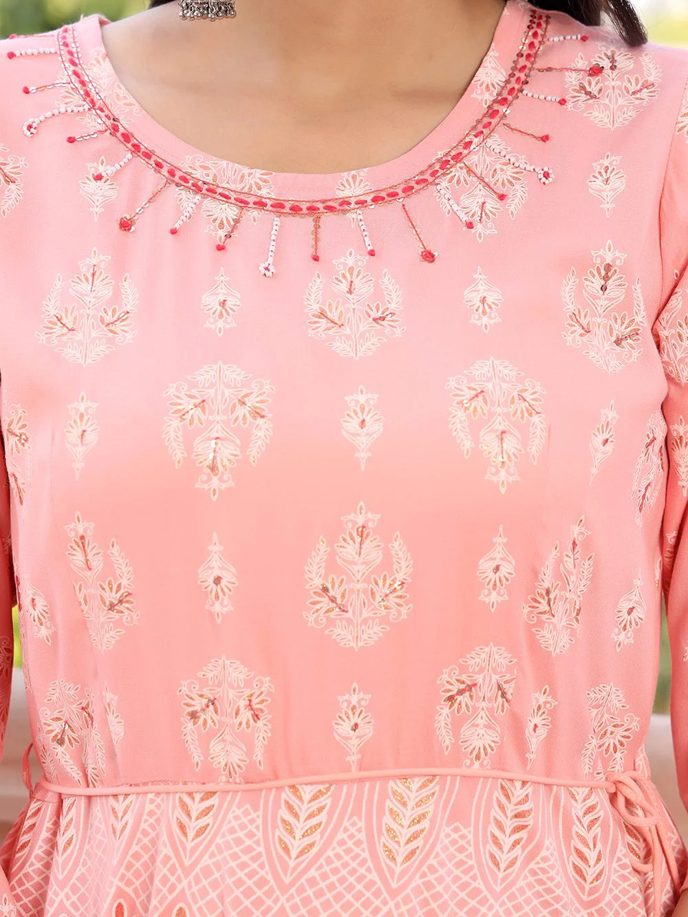 Handcrafted Rayon Anarkali Kurti with Intricate Embroidery-4