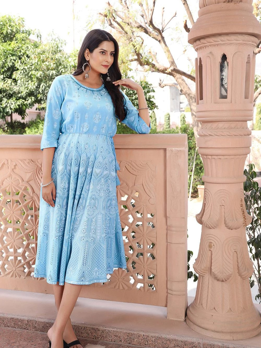 Handcrafted Rayon Anarkali Kurti with Intricate Embroidery-5